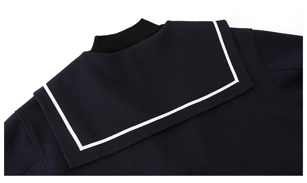 Sailor Collar High-Neck Sweatshirt