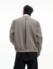 Oblique Button Pointed Collar Belted Shirt