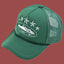 Corteiz Vintage Green Trucker Hat with White Stars and Cruise Ship Graphic