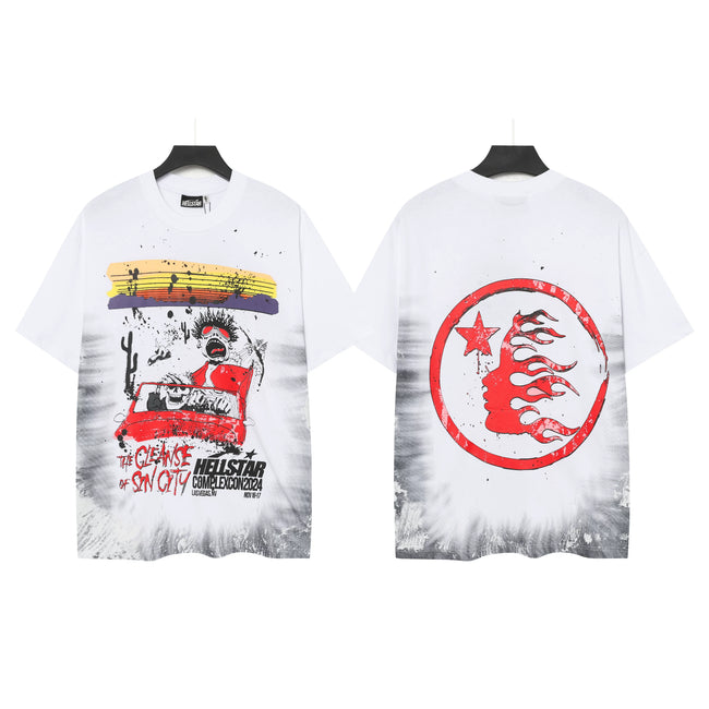HELLSTAR Desert Road Trip Tie‑Dye Double‑Sided Vintage Short Sleeve Tee Streetwear T‑Shirt Hover Image
