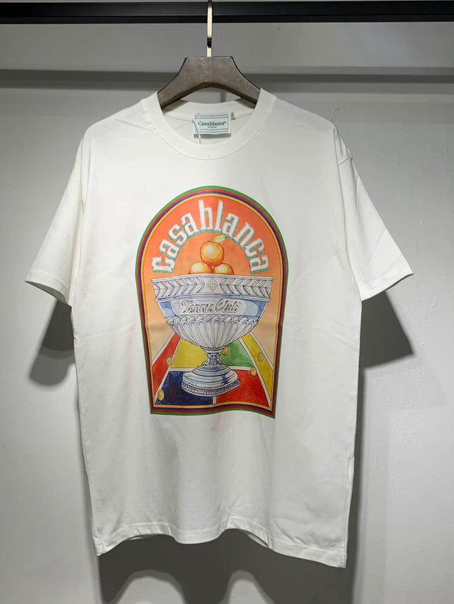Casablanca Rainbow Trophy Arch Graphic White Short Sleeve T-Shirt Unisex Hover Image