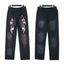 HELLSTAR Red‑White Tribal Flame Gradient‑Wash Wide Leg Sweatpants Black Streetwear Trousers