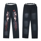 Hellstar flare black pants Niche wash water splicing hooded sweatshirt suit trousers flared pants (39)