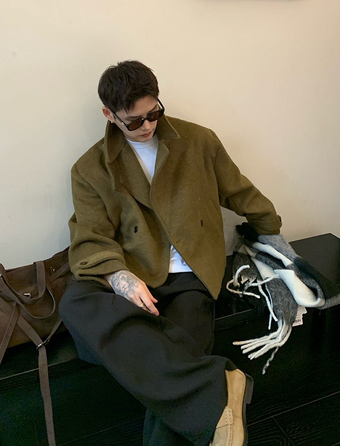 Oversized Wool Short Lapel Jacket