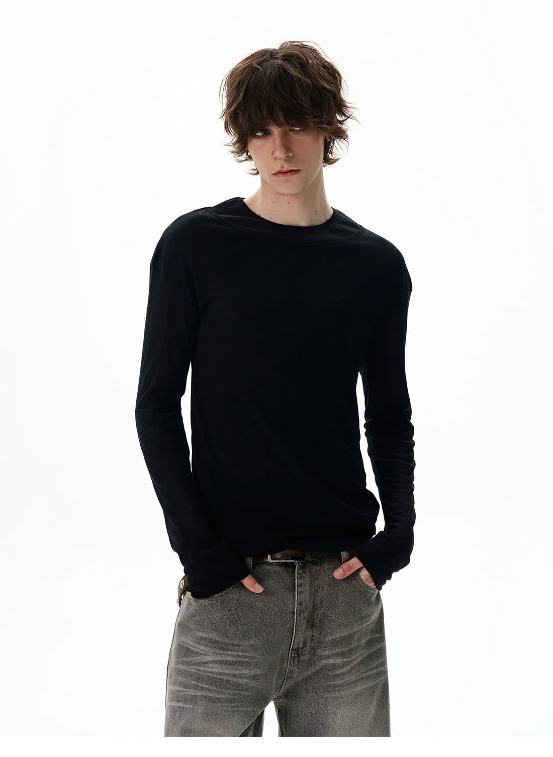 Double-Layer Collar Long-Sleeve Pullover