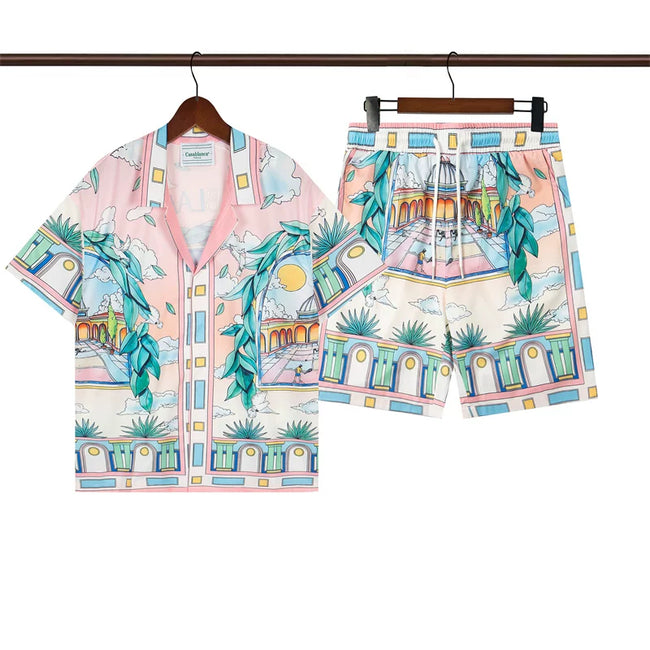 Casablanca Palm Archway Print Resort Shirt & Shorts Two Piece Set Hover Image