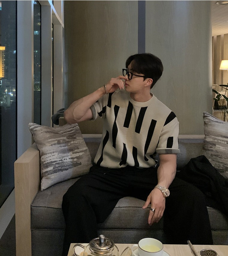 Knitted Short Sleeve Pullover