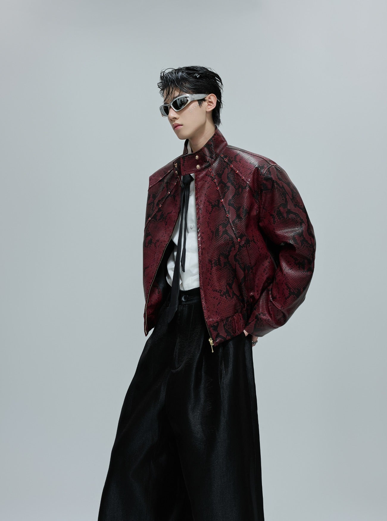 Python Texture Leather Jacket