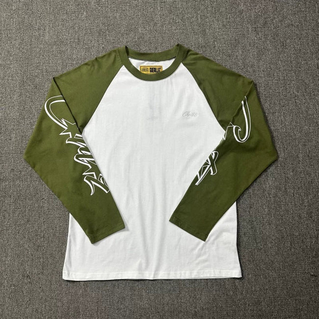Corteiz Raglan Sleeve Lettering Long Sleeve Tee - Green Hover Image
