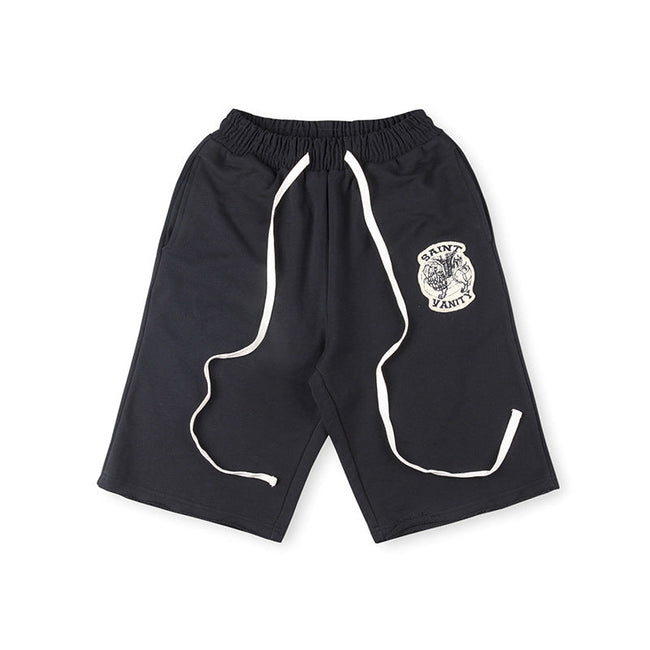 Saint Vanity Drawstring Casual Shorts - Black Hover Image