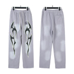 Hellstar flare black pants Niche wash water splicing hooded sweatshirt suit trousers flared pants (36)