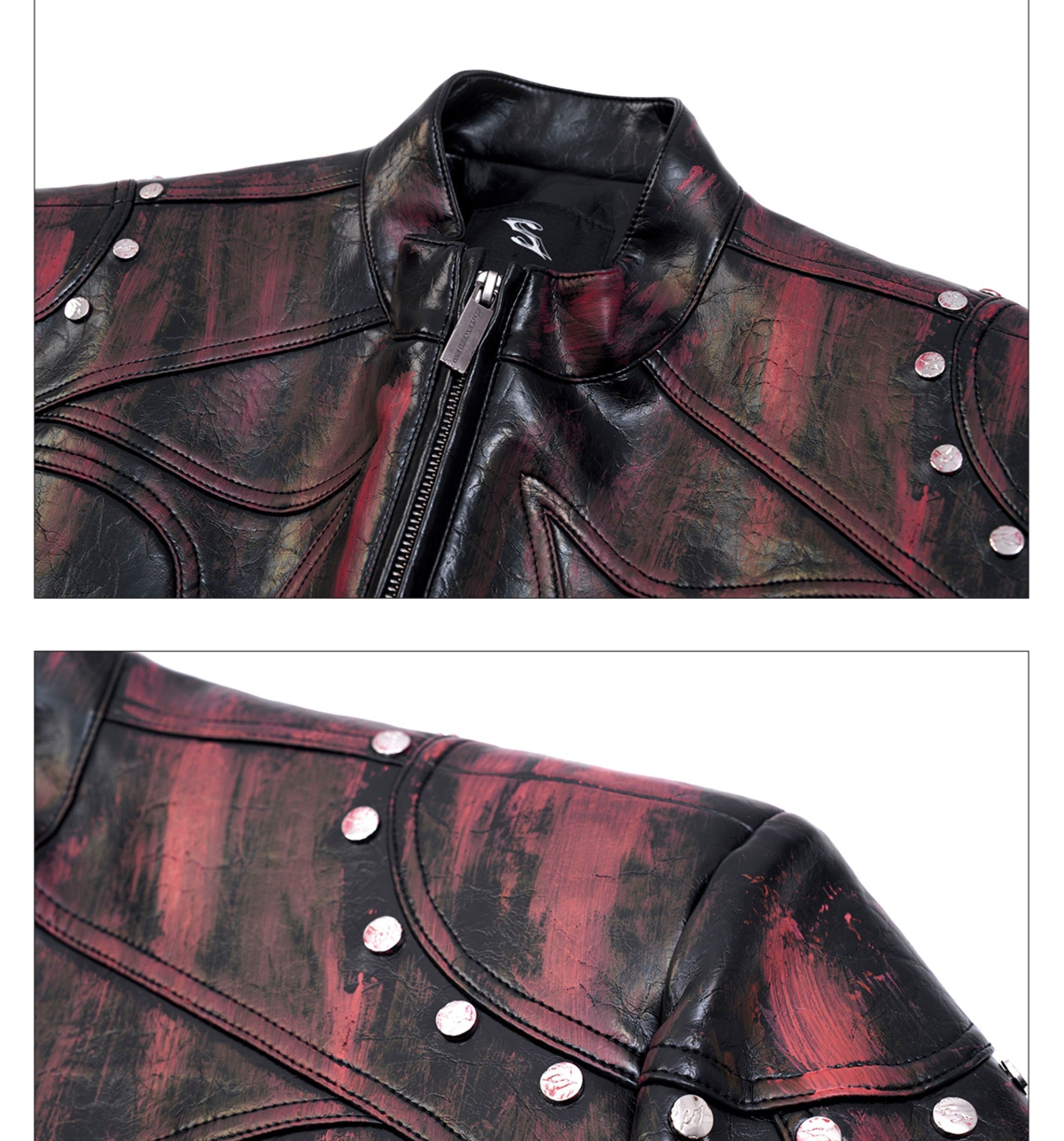 Stand Collar Leather Motorcycle Jacket