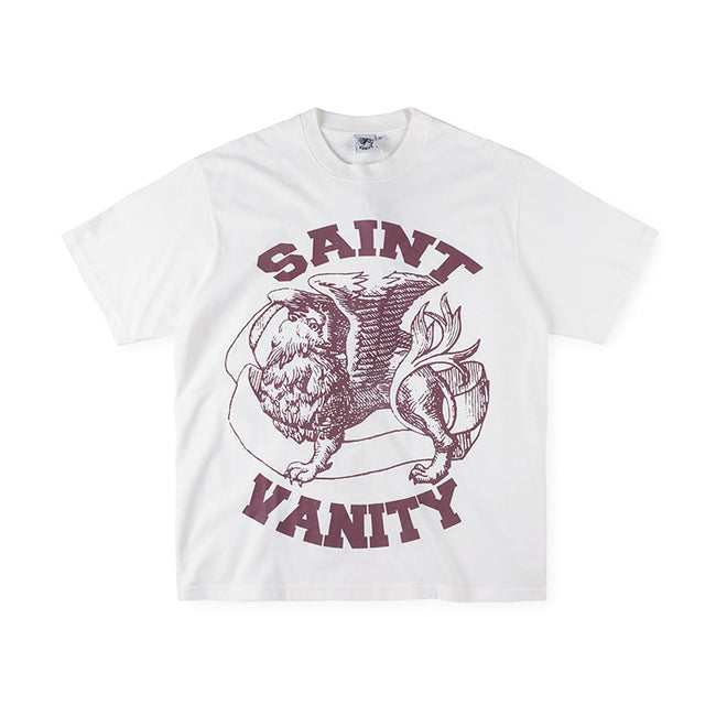 SAINT VANITY Winged Creature Graphic Short-Sleeve T-Shirt - White / Maroon Hover Image