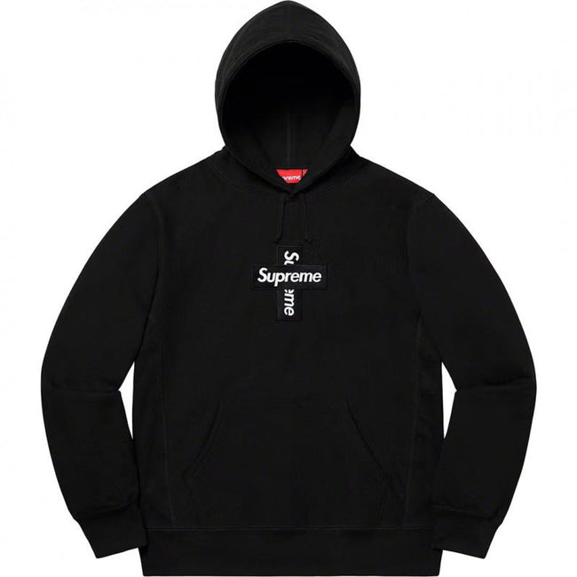 Supreme Cross Box Logo Hooded Sweatshirt - Black Hover Image