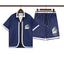 Casablanca Dark Navy Pinstripe Small Print Shirt & Shorts Two Piece Set
