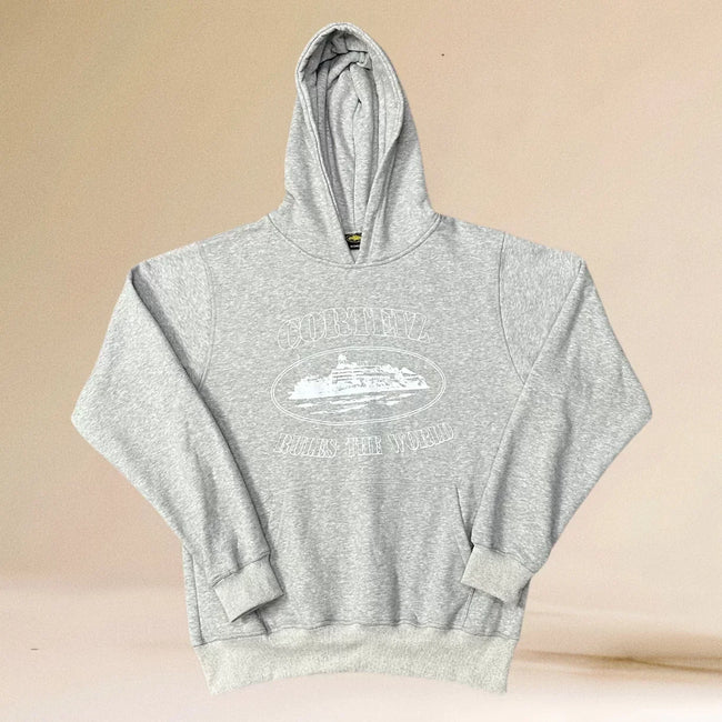 Corteiz Alcatraz Oval Logo Heavyweight Hoodie grey Hover Image