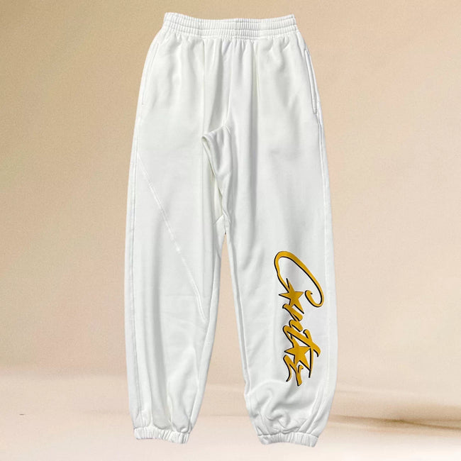 Corteiz Yellow Script Logo Heavyweight Sweatpants white Hover Image