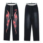 Hellstar flare black pants Niche wash water splicing hooded sweatshirt suit trousers flared pants (36)
