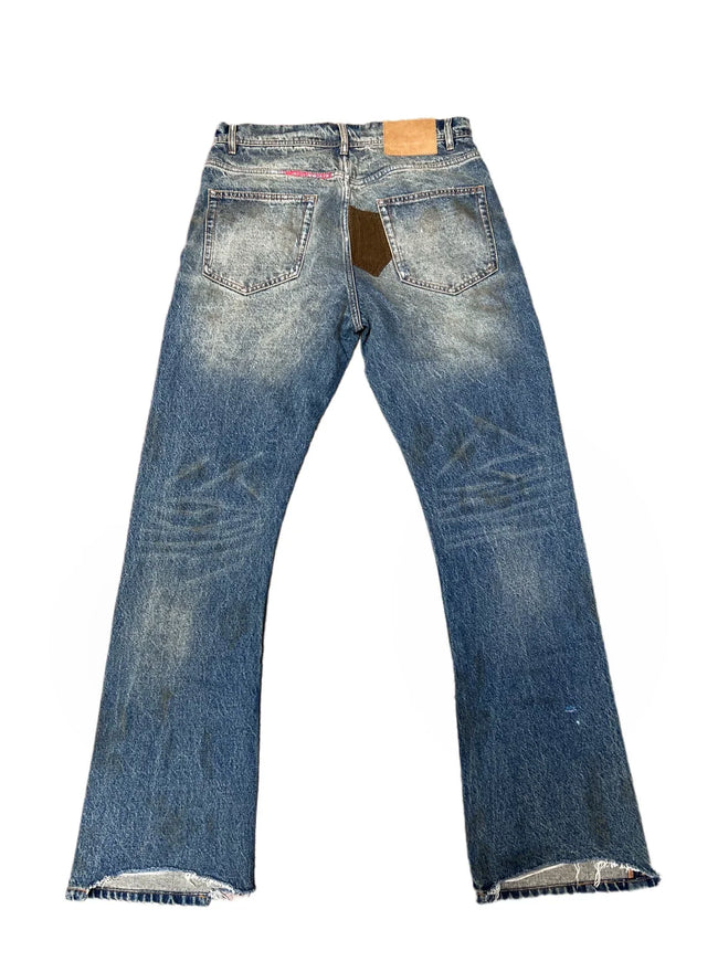 Enfants Riches Déprimés Paint Splatter & Patch Denim Jeans - Blue Main Image
