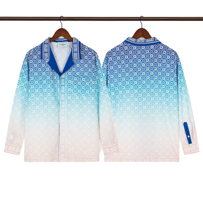 Casablanca Blue Gradient Monogram Long Sleeve Overshirt Jacket Unisex Hover Image