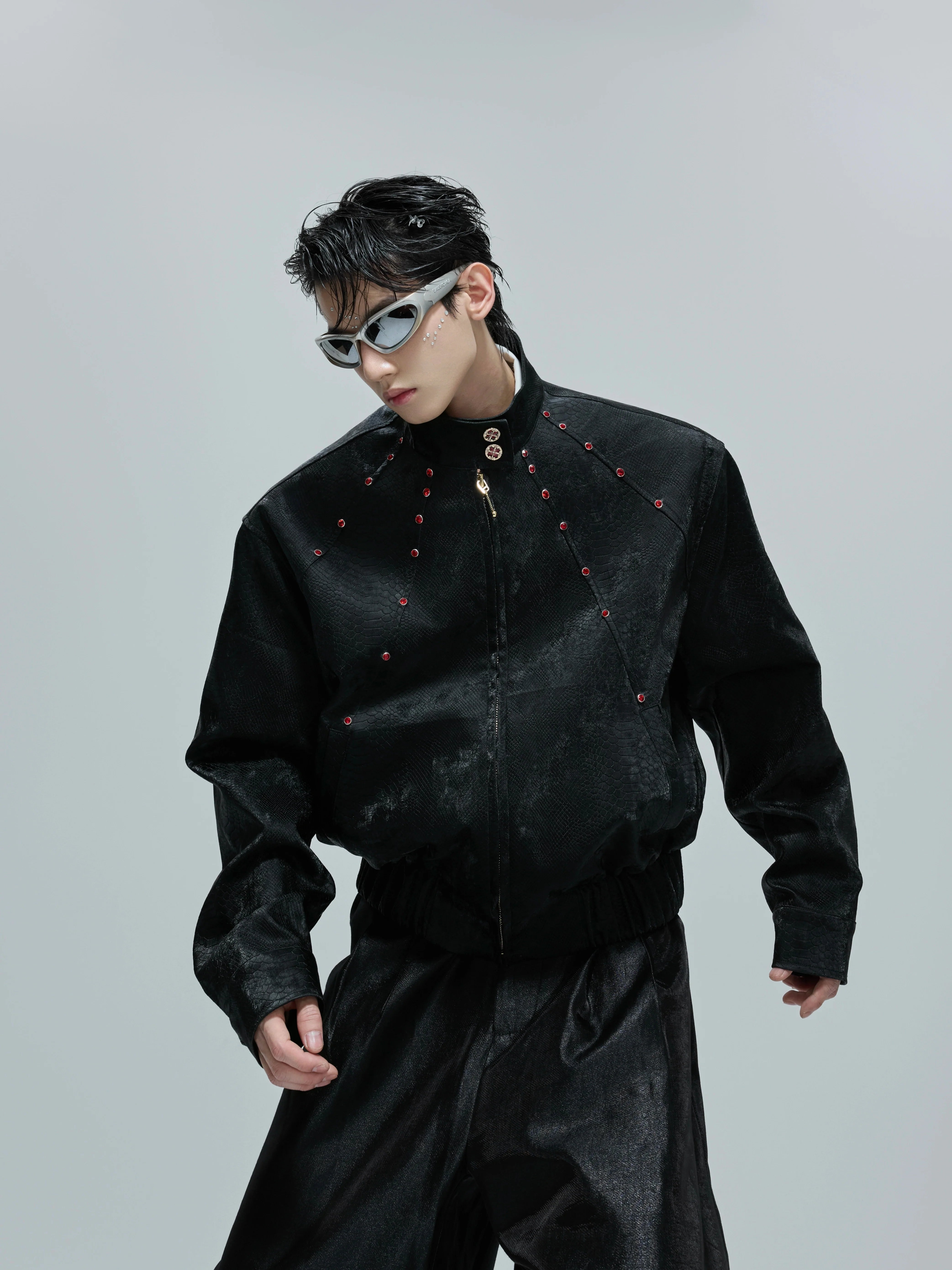 Python Texture Leather Jacket
