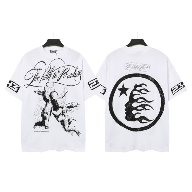 HELLSTAR The Path To Paradise Double‑Sided Vintage Washed Short Sleeve Tee White Streetwear T‑Shirt Hover Image