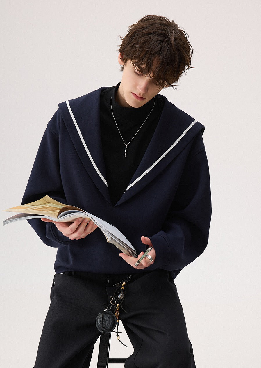 Sailor Collar High-Neck Sweatshirt