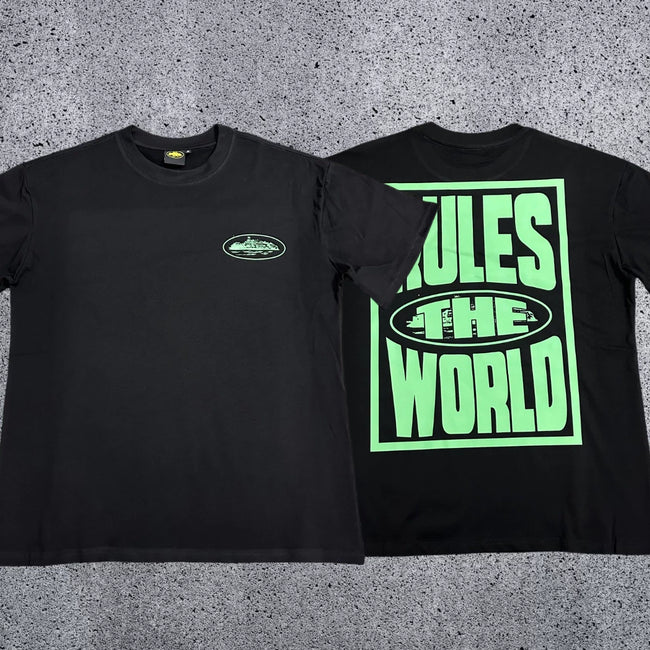 Corteiz RTW Box Logo T-Shirt – Black/Green Hover Image