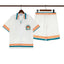 Casablanca White Base Orange Green Trim Chest Logo Shirt & Shorts Two Piece Set