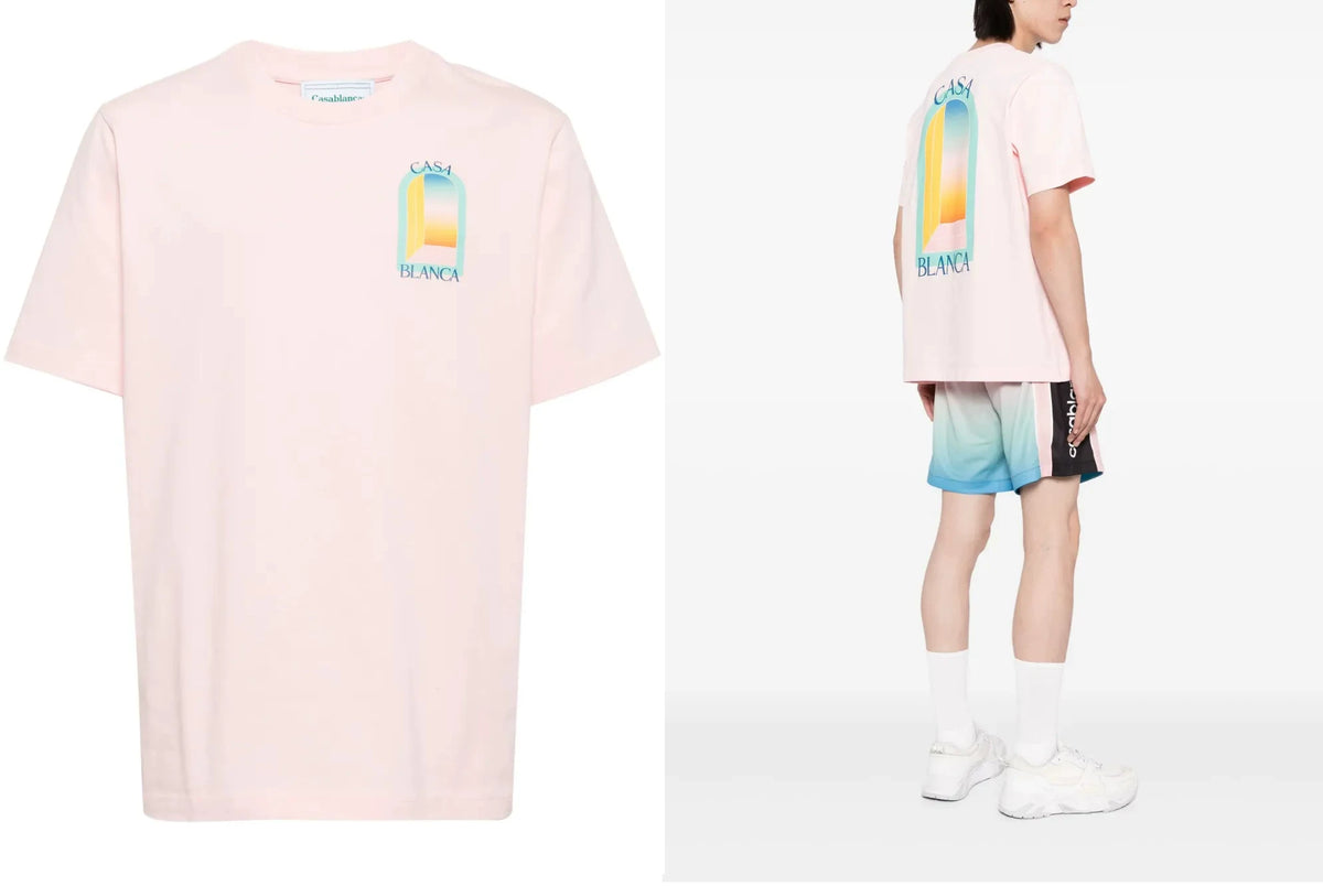 Casablanca Sunset Door Casa Graphic Light Pink Short Sleeve T-Shirt