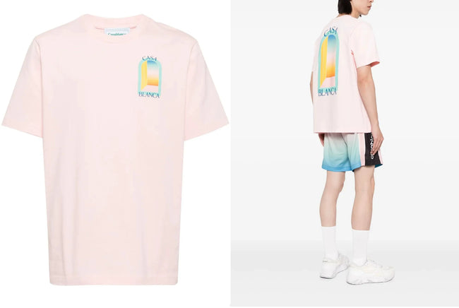 Casablanca Sunset Door Casa Graphic Light Pink Short Sleeve T-Shirt Hover Image
