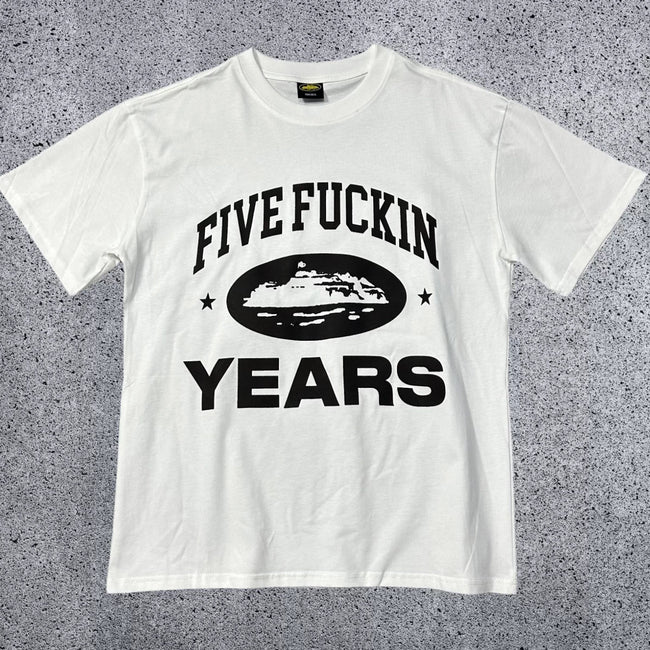 Corteiz "Five Fuckin Years" Anniversary T-Shirt – White Hover Image