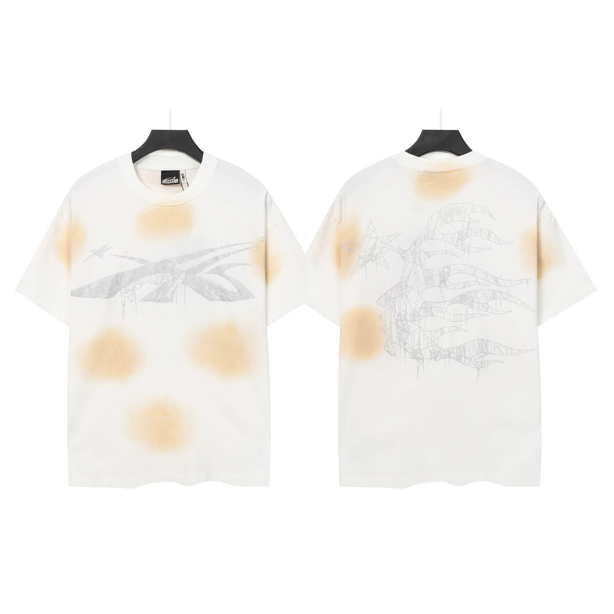 HELLSTAR Shadow Fade Graphic Oversized T-Shirt White Streetwear Tee