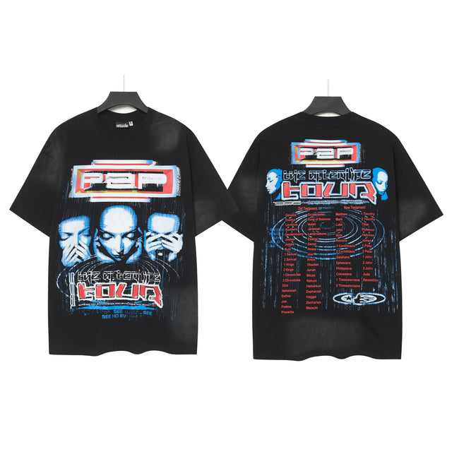 HELLSTAR PBP Tour Vintage Concert Double‑Sided Short Sleeve Tee Black Streetwear T‑Shirt Hover Image