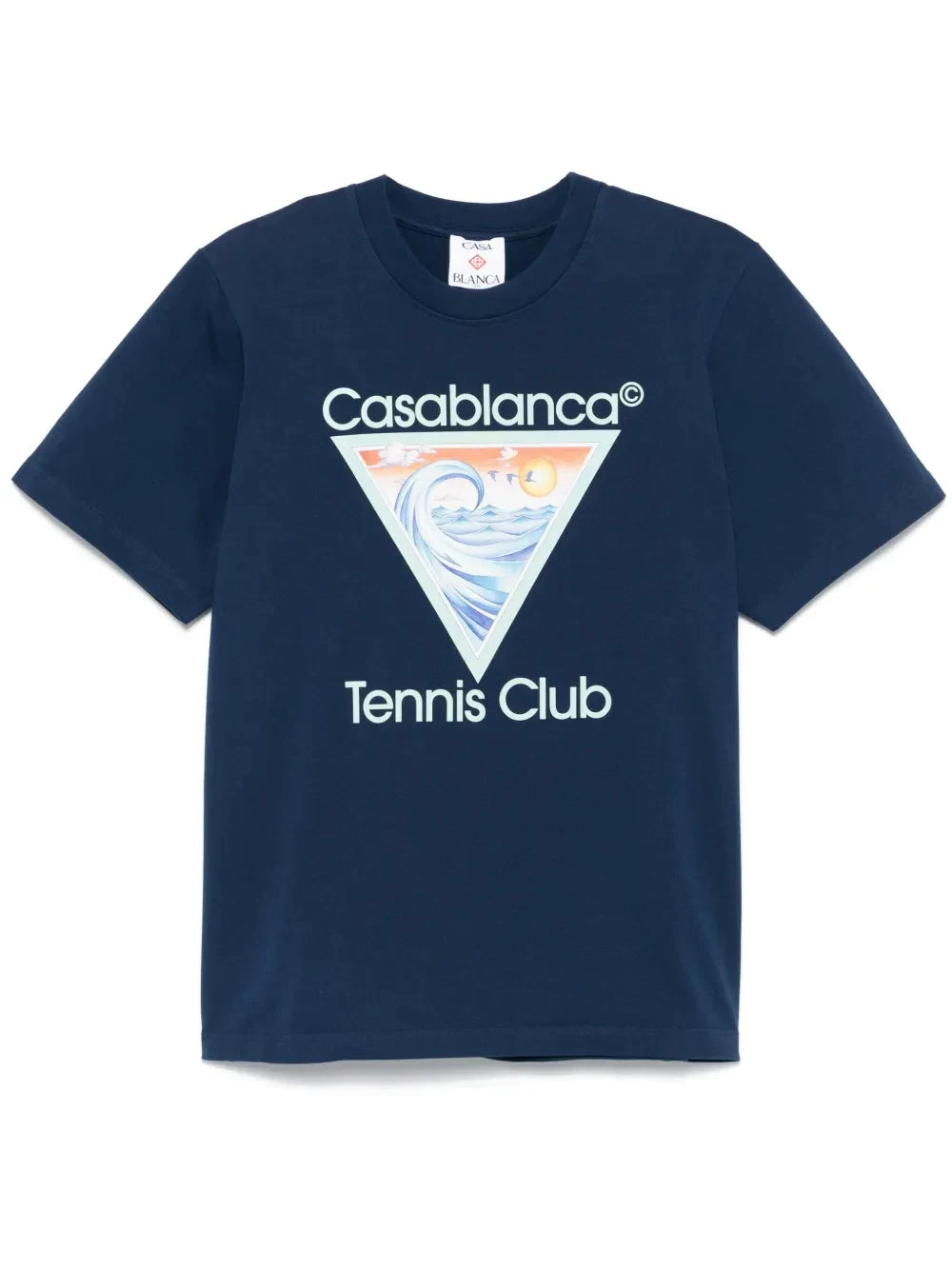 Casablanca Tennis Club Ocean Wave Triangle Navy Short Sleeve T-Shirt