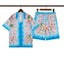 Casablanca Blue Palm Coast Scenery Allover Print Shirt & Shorts Two Piece Set