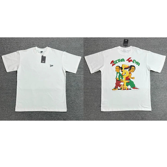 Patta Cartoon Character Graphic White Short Sleeve T-Shirt Unisex Hover Image