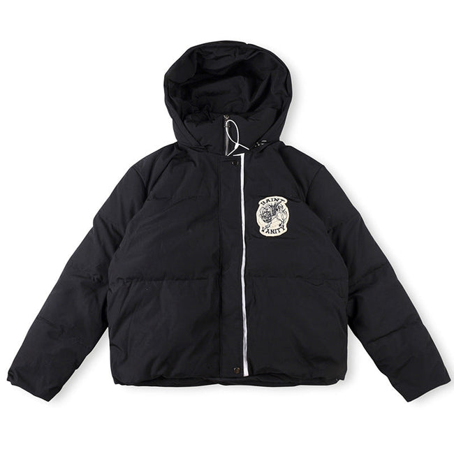 Saint Vanity Hooded Puffer Down Jacket - Black Hover Image
