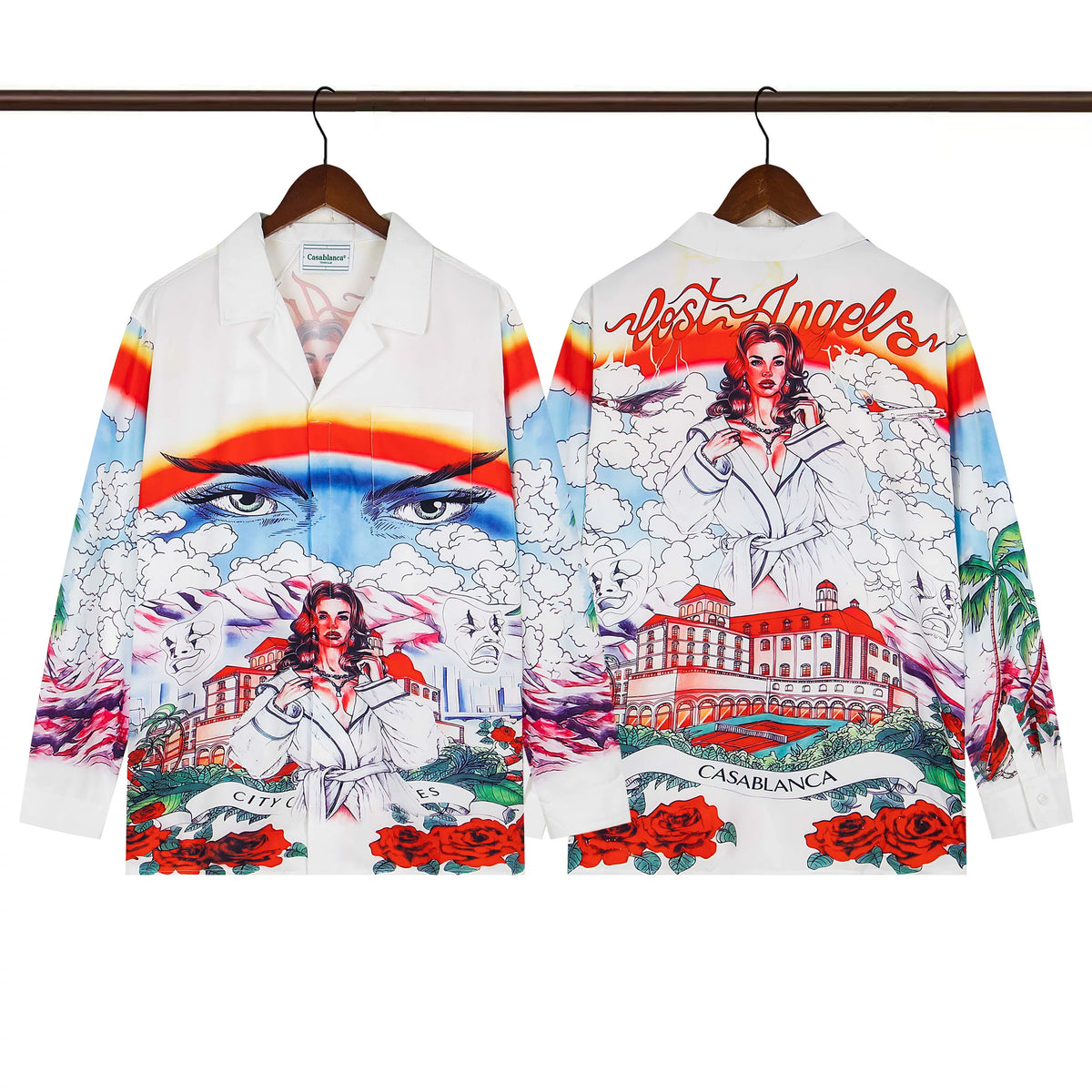 Casablanca Rainbow Figure Architecture Long Sleeve Overshirt Jacket Unisex