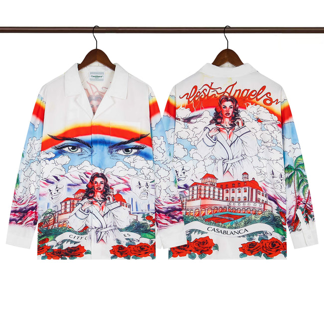 Casablanca Rainbow Figure Architecture Long Sleeve Overshirt Jacket Unisex Hover Image