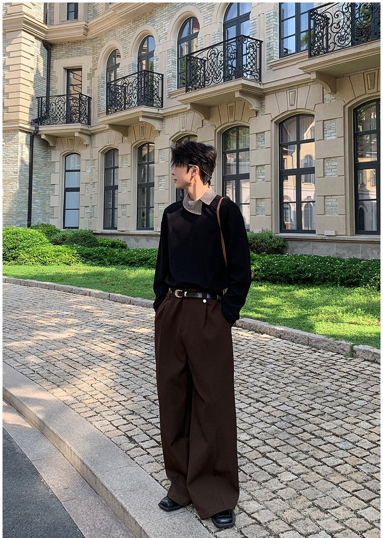 Oblique Placket Long Sleeve Pullover