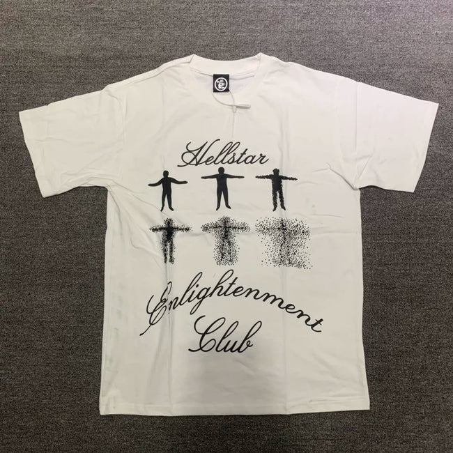 HELLSTAR Enlightenment Club Vintage Washed Short Sleeve Tee White Streetwear T‑Shirt Hover Image