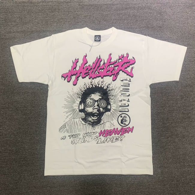 HELLSTAR Heaven Vintage Washed Short Sleeve Tee Cream Streetwear T‑Shirt Hover Image