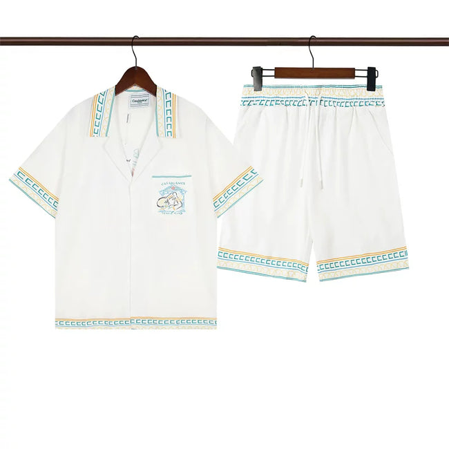 Casablanca Embroidered Trim Resort Shirt & Shorts Two Piece Set Hover Image