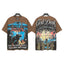 HELLSTAR God Deal Escape Tour‑Style Double‑Sided Vintage Washed Short Sleeve Tee Brown Streetwear T‑Shirt