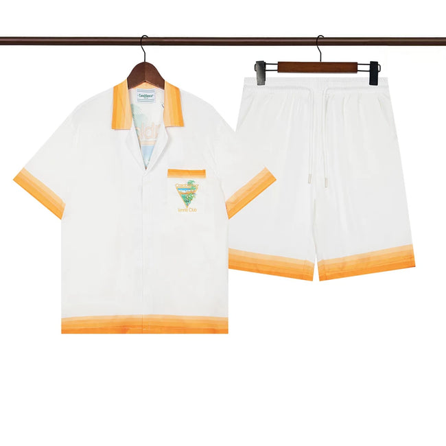 Casablanca White Base Orange Trim Tennis Logo Shirt & Shorts Two Piece Set Hover Image