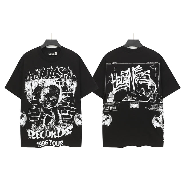 HELLSTAR Records 1996 Tour Sketch Art Double‑Sided Vintage Washed Short Sleeve Tee Black Streetwear T‑Shirt Hover Image