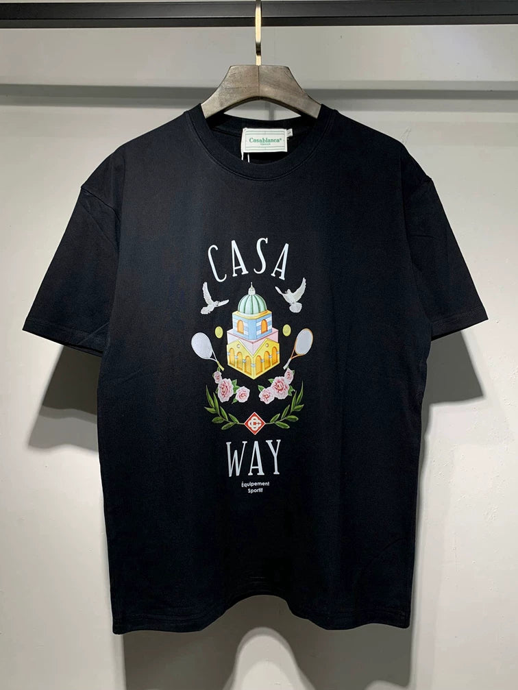 Casablanca Casa Way Floral Arch Graphic Black Short Sleeve T-Shirt Unisex