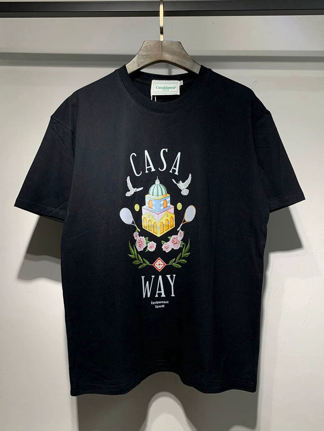 Casablanca Casa Way Floral Arch Graphic Black Short Sleeve T-Shirt Unisex Hover Image