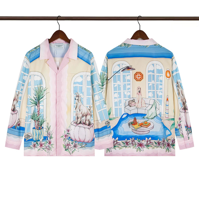 Casablanca Pastel Palace Floral Scenery Long Sleeve Overshirt Jacket Unisex Hover Image